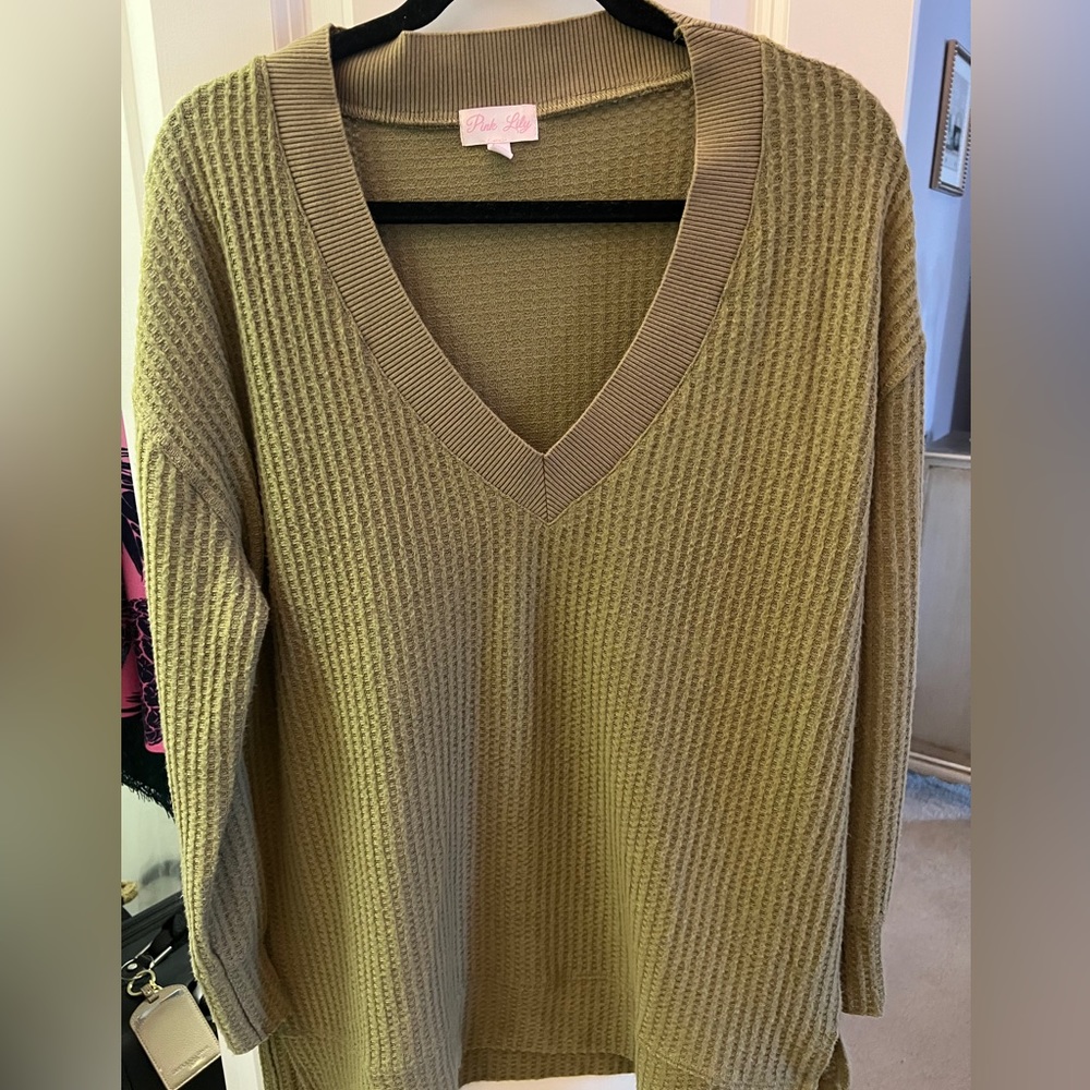 Brand New Pink Lily Waffle Knit Sweater